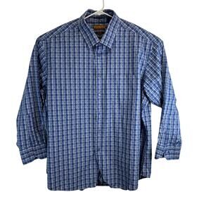 Enzo Tovare Embroidered Blue Button Down Cotton Shirt Mens 3XL Business Casual